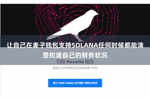 让自己在麦子钱包支持SOLANA任何时候都能清楚知道自己的财务状况
