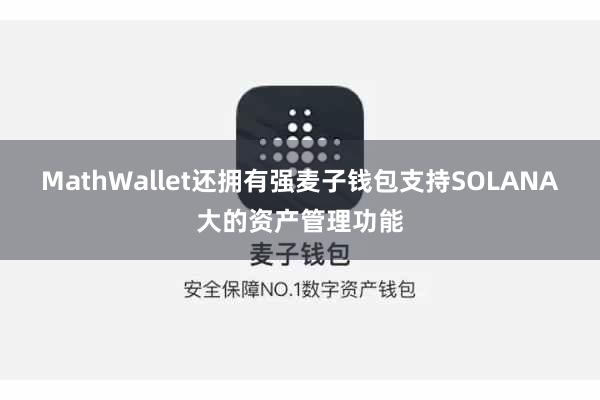 MathWallet还拥有强麦子钱包支持SOLANA大的资产管理功能